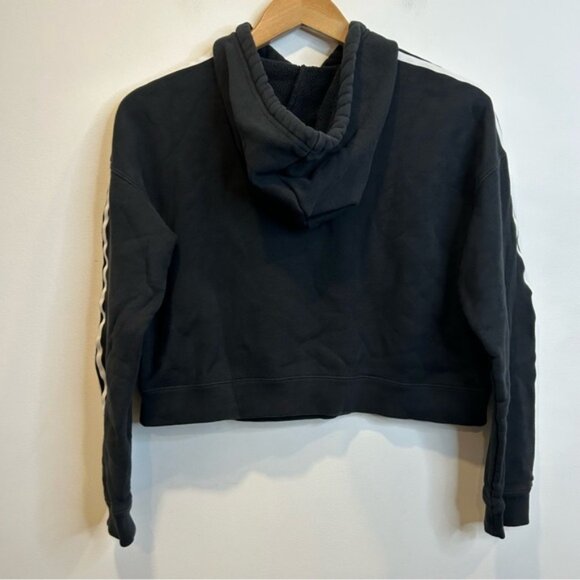 ADIDAS Originals Cropped Hoodie Jacket Sweatshirt Black Womens CY4766 - Picture 9 of 9